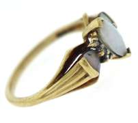 Pretty Synthetic Opal and Diamond Accent Ring