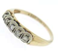 Vintage Yellow Gold Diamond 5 Stone Ring