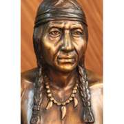 Native American Indian Warrior Chief Bust Bronze Sculpture