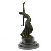 Egyptian Dancer Bronze Sculpture on Marble Base Statue