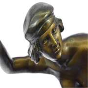 Nudist Performer Bronze Sculpture on Marble Base Statue