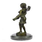Dancer Bronze Sculpture on Marble Base Figurine