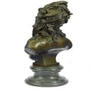 Bust Bronze Statue on Marble Base Sculpture