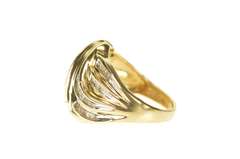 10K Yellow Gold Baguette Diamond Wavy Channel Statement Ring