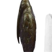 Bird Bronze Sculpture on Marble Base Statue