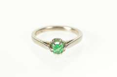 18K White Gold Princess Cut Emerald Gypsy Engagement Ring
