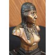 Native American Indian Warrior Chief Bust Bronze Sculpture