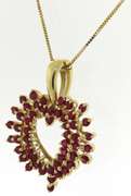 Gorgeous Ruby Spray Style Heart Necklace