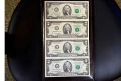 Uncut Sheet of 4 Two dollar bills A series 2003