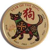2018 24 K On Top Of 1 Troy Ounce Silver Lunar Dog Proof