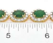 Awesome 37.36CTW Emerald & Diamond Necklace in Vermeil