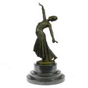 Egyptian Dancer Bronze Sculpture on Marble Base Statue