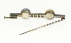10K White Gold Art Deco Two Tone Pearl Diamond Bar Pin/Brooch