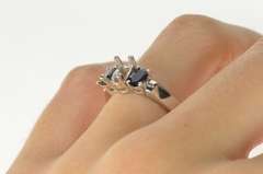 Platinum Oval Prong Sapphire Accent Engagement Setting Ring