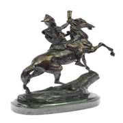 The Scalp Bronze Statue on Marble Base Sculpture