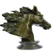 Triple Crown Winner Horse Head Bust Bronze Sculpture