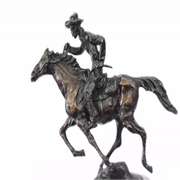 Trooper Bronze Sculpture Man Riding Horse Figurine