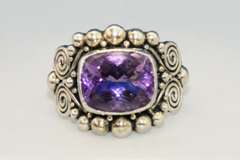 Bright Natural Amethyst in Sterling Ring