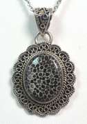 Vintage Stone Necklace in Sterling Silver