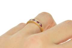 14K Yellow Gold 0.44 Ctw Ruby Diamond Channel Wedding Band Ring