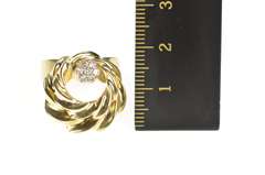 14K Yellow Gold 1960's Diamond Cluster Spinner Cocktail Ring
