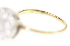 10K Yellow Gold Round Raised Diamond Cluster Retro Statement Ring