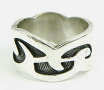 Men's Wide Solid Sterling Carved Ring, 12