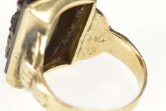 10K Yellow Gold Carved Soldier Black Onyx Cameo Statement Ring