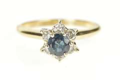 14K Yellow Gold 1.00 Ctw Sapphire Diamond Halo Engagement Ring