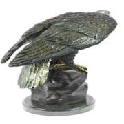 American Eagle Bronze Sculpture on Marble Base Figurine