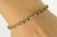 14K Yellow Gold Diamond Sapphire Inset Classic Tennis Bracelet