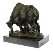 Large Abstract Modern Art Charging Bull Bronze Sculpture Marble Base Figurine