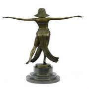 Belly Dancer Bronze Figurine on Marble Base Sculpture