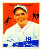 1934 Frank Hurst Goudey Gum Baseball Card