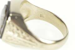 10K White Gold Art Deco Black Onyx Cameo Men's Etched Ring