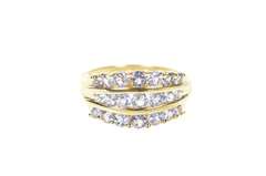14K Yellow Gold Tiered Row Tanzanite Graduated Statement Band Ring