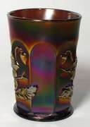 4 Fluorescent Red Crystal Glasses with flowers details