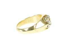 14K Yellow Gold 0.78 Ct 1940s Diamond Solitaire Men's Wedding Ring