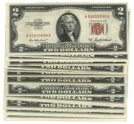 13 Crisp AU to Crisp Unc 1953 Series $2 Red Seal notes