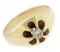 Playful 14kt YG Round Diamond Floral Cutout Ring