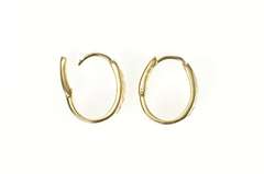 14K Yellow Gold 0.50 Ctw Diamond Channel Oval Statement Hoop Earrings