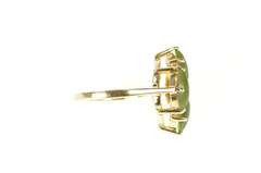 14K Yellow Gold Nephrite Jade Marquise Cluster Statement Ring