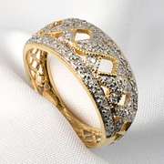 Fashionable Pierced Diamond Dome Ring