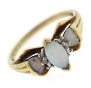 Pretty Synthetic Opal and Diamond Accent Ring