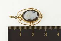 10K Yellow Gold Ornate Carved Carnelian Cameo Victorian Charm/Pendant