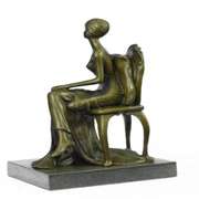 A Maiden Sitting on A Chair Bronze Sculpture