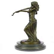 Brown Color Patina Bronze Sculpture Violin Player Viola Musician Marble Figurine