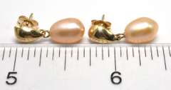 Elegant 14KT Yellow Gold Pearl Teardrop Earrings