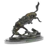 Fallen Man From Horse Bronze Sculpture on Marble Base Statue