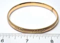 14KT Yellow Gold Etched Hinged Bracelet